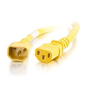 C2g/ cables to go C2G Power Cord, Short Extension Cord, Power Extension Cord, 14 AWG, Yellow, 6 Feet (1.82 Meters), Cables to Go 17556 Yellow 6 Feet C14 to C13 14/3 Cord