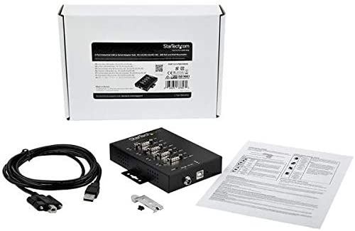 StarTech.com 4 Port Serial Hub USB to RS232/RS485/RS422 Adapter - Industrial USB 2.0 to DB9 Serial Converter Hub - IP30 Rated - Din Rail Mountable Metal Serial Hub - 15kV ESD Protection (ICUSB234854I)