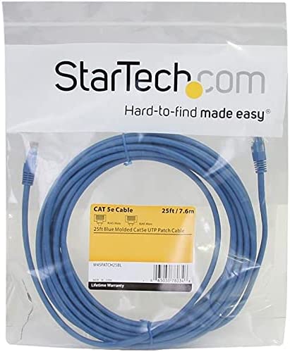 StarTech.com Cat5e Ethernet Cable - 25 ft - Blue - Patch Cable - Molded Cat5e Cable - Long Network Cable - Ethernet Cord - Cat 5e Cable - 25ft (M45PATCH25BL) 25 ft / 7.5m Blue