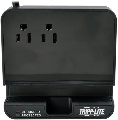 Tripp Lite 2 Outlet Surge Protector Charging Station, 4 USB Charging Ports, 6ft. Cord, $50K Insurance & Lifetime Warranty (TLP26USBB) 2 Outlet + USB + 6ft Cord Charging Station