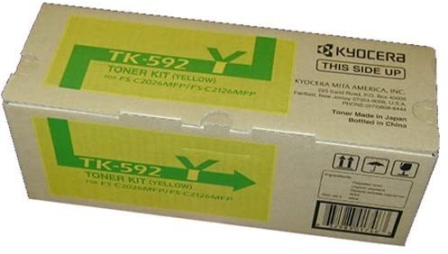 Kyocera Mita TK-592Y 1T02KVAUS0 FS-C2026 C2126 C2526 C5250 M6026 P6026 Toner Cartridge (Yellow) in Retail Packaging
