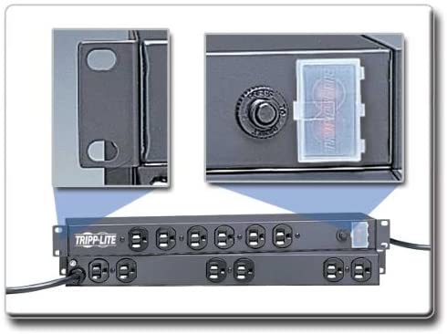 Tripp Lite 12 Outlet Rackmount Network-Grade PDU Power Strip, Front & Rear Facing, 15A, 15ft Cord with 5-15P Plug (RS-1215) 15A Single