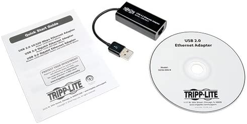 TRIPP LITE USB 2.0 Hi-Speed to Ethernet NIC Network Adapter, 10/100 Mbps, Black