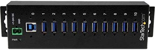 StarTech.com 10-Port USB 3.0 Hub - Metal Industrial USB-A Hub with ESD & Surge Protection - Din Rail, Wall or Desk Mountable - TAA Compliant USB Expander Hub (ST1030USBM) 10 Port USB 3.0