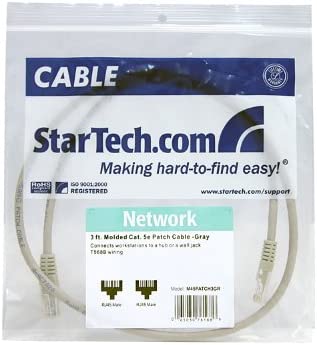 StarTech.com 3 ft Cat5e Patch Cable with Molded RJ45 Connectors - Gray - Cat5e Ethernet Patch Cable - 3ft UTP Cat 5e Patch Cord (M45PATCH3GR) 3 ft / 1m Grey