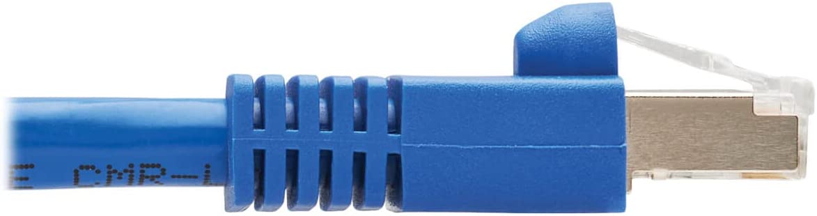 Tripp Lite M12 X-Code Cat6a Shielded Ethernet Cable, Right-Angle M12/RJ45 Cable, 10G F/UTP CMR-LP (M/M), IP68, 60W Power Over Ethernet, Blue, 16.4 Feet / 5 Meters, (NM12-6A4-05M-BL) Right-Angle M12 to RJ45 16.4 ft / 5M