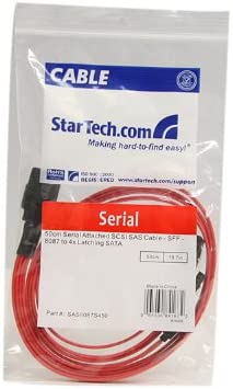 StarTech.com 50cm Serial Attached SCSI SAS Cable - SFF-8087 Plug to 4x Latching SATA (female) - Mini SAS to SATA Cable (SAS8087S450), Red