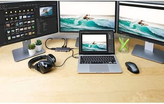 IOGEAR USB-C Triple Display Dock Station - 4K 60Hz - 2 HDMI - 1 DisplayPort - 2 USB 2-2 USB 3 - Ethernet - 3.5mm Audio - USB-C 100W PD - MacBook Pro/Air Thunderbolt 3 - Type C Laptop - GUD3C4K3P