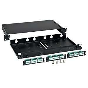 Tripp Lite 36-Port LC/LC Rackmount Fiber Enclosure Feed Thru Patch Panel, Black 1U N492-036-LCLC-E