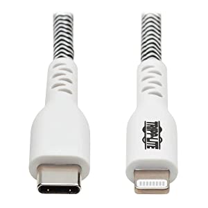 Tripp Lite Apple MFI Certified Cable, Lightning to USB-C Sync Charge Cord, Heavy-Duty Aramid Fiber, 3 ft. (M102-003-HD)