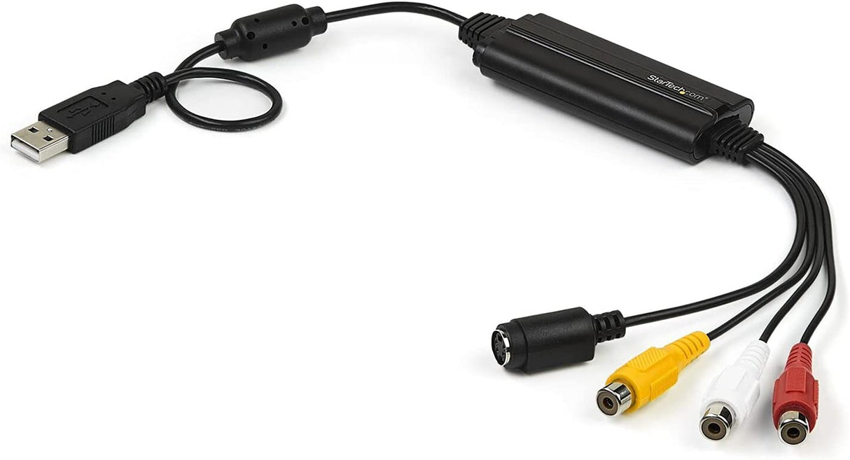 StarTech.com USB Video Capture Adapter Cable - S-Video/Composite to USB 2.0 SD Video Capture Device Cable - Twain Support - Analog to Digital Converter for Media Storage - Windows Only (SVID2USB232)