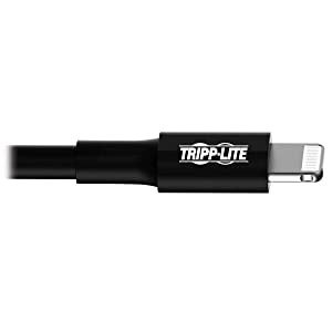 Tripp Lite Apple MFI Certified 10 inch Lightning to USB Cable Sync Charge iPhone/iPod/iPad - Black (M100-10N-BK) 10 in. Black