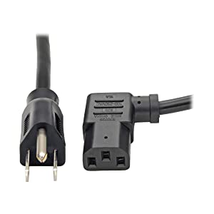 Tripp Lite Standard Computer Power Cord 10A,18AWG (NEMA 5-15P to Left Angle IEC-320-C13) 6-ft.(P006-006-13LA),Black 6 ft. Left Angle Power Cord