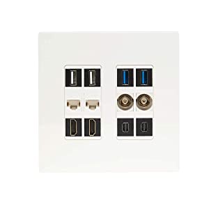 Tripp Lite 12-Port Universal Keystone Double-Gang Wall Plate, 2-Gang Faceplate, Adaptable, TAA, White (N080-212)