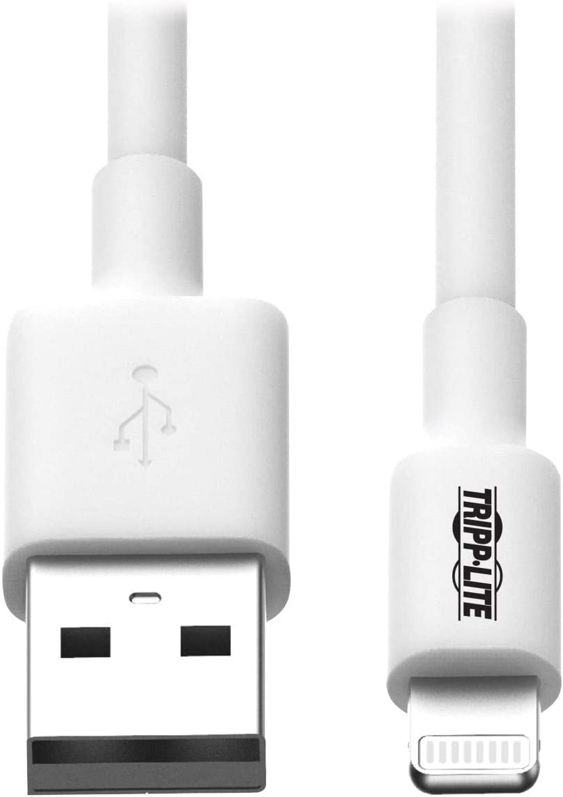 Tripp Lite USB-A to Lightning Charging & Data Cable, MFi Certified for Apple iPhone, iPad & iPod - White, 3 Feet / 1 Meter, 2-Year Warranty (M100-003-WH) White 3 ft.