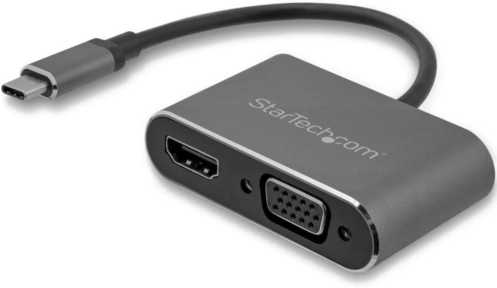 StarTech.com USB-C to VGA and HDMI Adapter - 2-in-1 - 4K 30Hz - Space Grey - Windows & Mac Compatible (CDP2HDVGA)