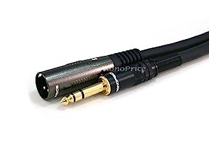 Monoprice 104762 10-Feet Premier Series XLR Male to 1/4-Inch TRS Male 16AWG Cable Black 10Ft