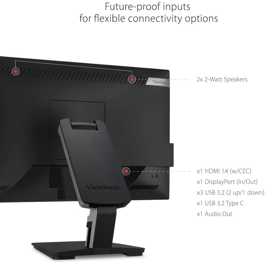 ViewSonic TD2455 24 Inch 1080p IPS 10-Point Multi Touch Screen Monitor with Advanced Dual-Hinge Ergonomics USB C HDMI and DisplayPort Out, Black 24-Inch