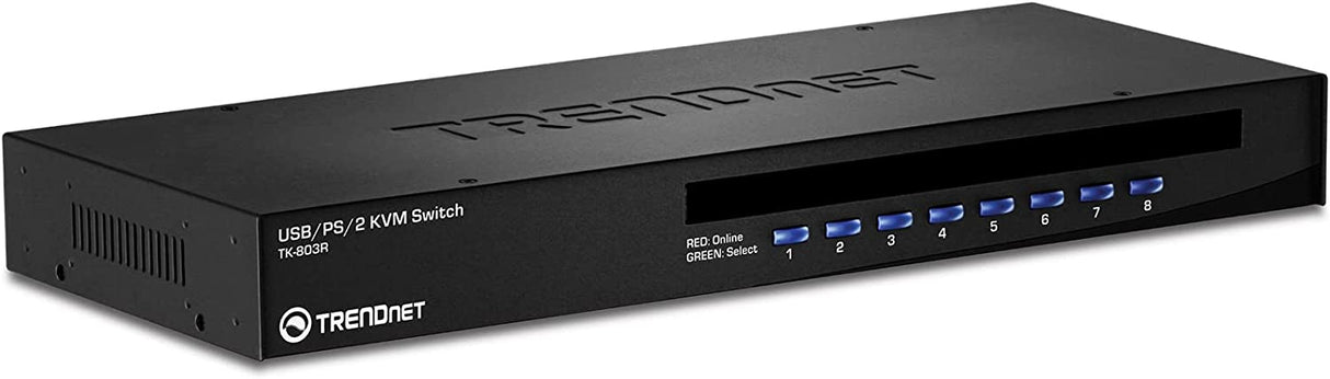 TRENDnet 8-Port USB/PS2 Rack Mount KVM Switch, TK-803R, VGA & USB Connection, Supports USB & PS/2 Connections, Device Monitoring, Auto Scan, Audible Feedback, Control up to 8 Computers/Servers 8 Port USB/PS2