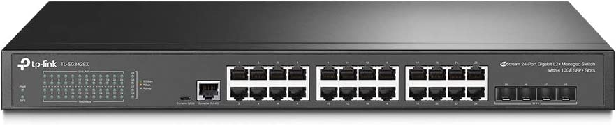 TP-Link TL-SG3428X | 24 Port Gigabit Switch, 4 x 10GE SFP+ Slots | L2+ Smart Managed | Omada SDN Integrated | IPv6 | Static Routing | Support QoS, IGMP & LAG | Limited Lifetime Protection