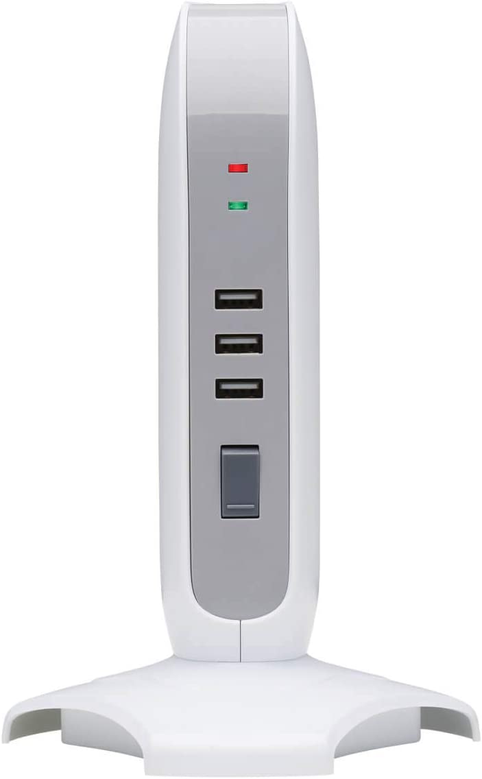 Tripp Lite Surge Protector Tower 5-Outlet 3 USB Ports 6ft Cord 5-15P White (TLP66USB)