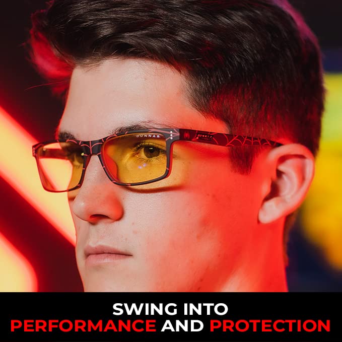 Gunnar optiks GUNNAR - Spider-Man: Miles Morales Edition Gaming and Computer Glasses for Kids (age 12+) - Blocks 65% Blue Light - Cruz, Amber Tint