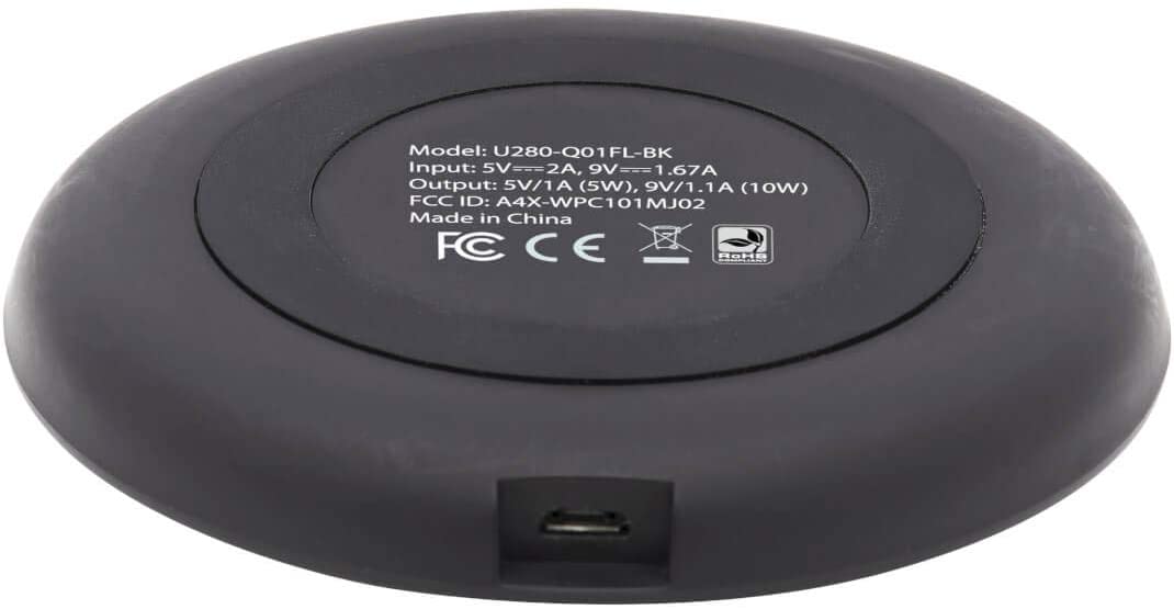 Tripp Lite Wireless Phone Charger 10W Qi Certified Apple Samsung Compatible (U280-Q01FL-BK)