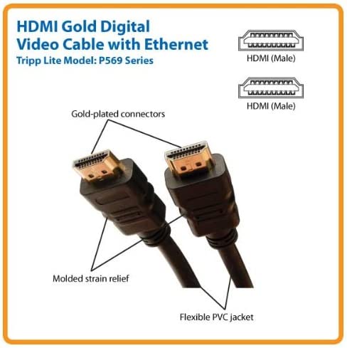 Tripp Lite High-Speed HDMI Cable with Ethernet & Digital Video with Audio, Ultra HD 4K x 2K (M/M), 3 ft. (P569-003),Black