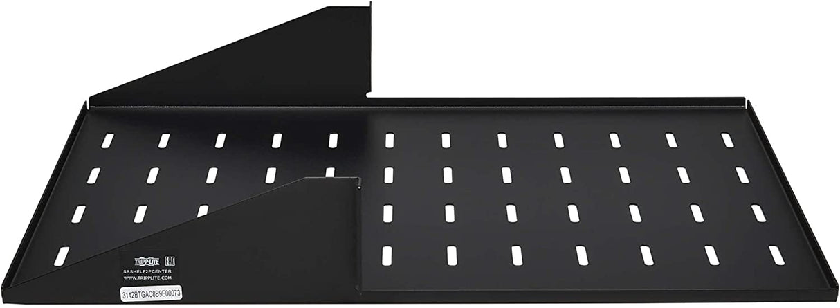 Tripp Lite 2U Center-Mounted Server Rack Enclosure Shelf, Vented Airflow Design, Mount Hardware Included, 21.5 inch Depth, 100 lbs / 45 kg Capacity, 5-Year Warranty (SRSHELF2PCENTER) 21.5" 2U Center-Mounted