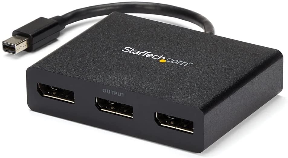 StarTech.com 3-Port Multi Monitor Adapter - Mini DisplayPort to DisplayPort MST Hub, Dual 4K30Hz & 1x 1080p - Video Splitter for Extended Desktop Mode on Windows Only - mDP 1.2 to 3x DP (MSTMDP123DP) Mini DisplayPort to 3x DisplayPort