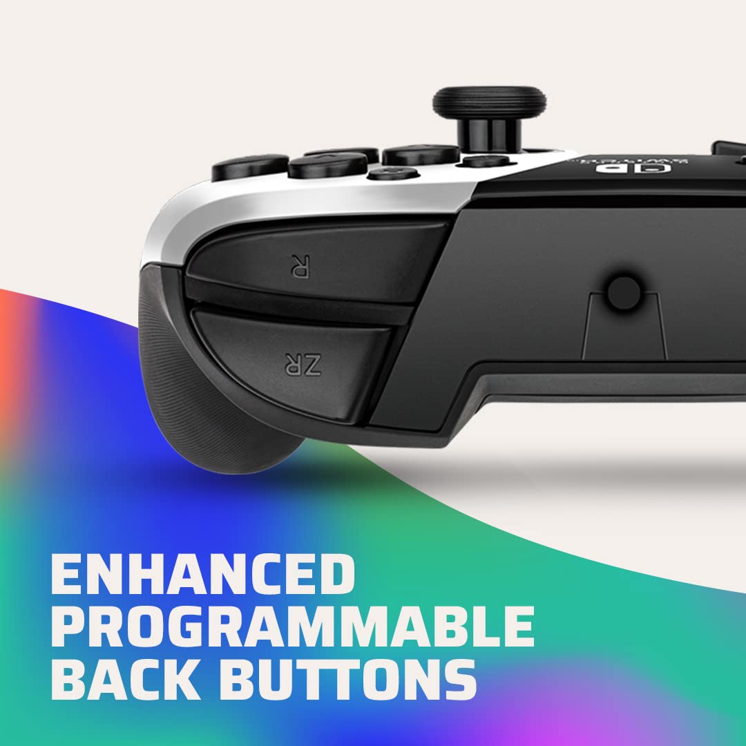 PDP Gaming Faceoff Deluxe+ Wired Switch Pro Controller - Officially Licensed by Nintendo - OLED Model- Black/White - Nintendo Switch Black/White OLED Edition Wired Controller