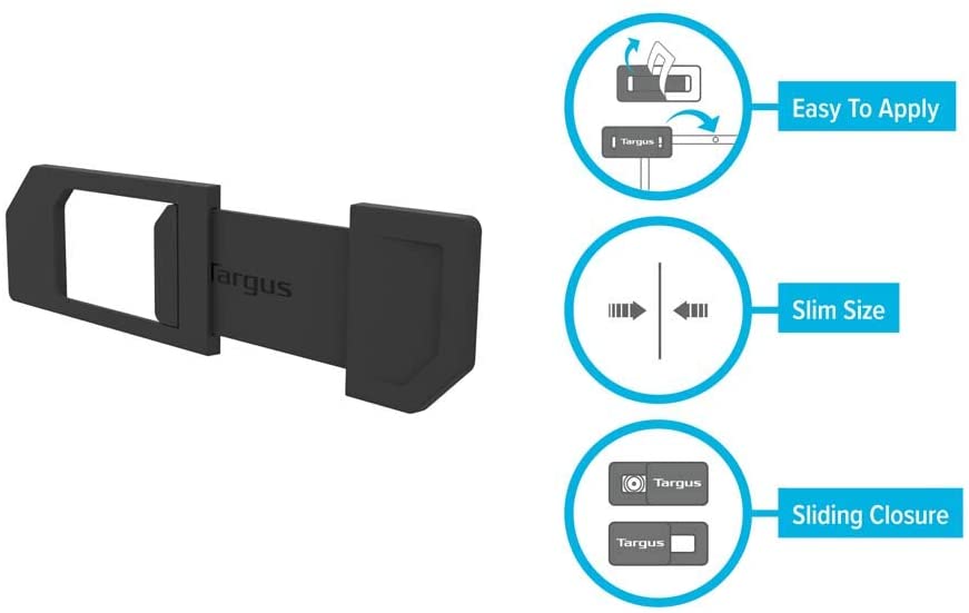 Targus Spy Guard Sliding Webcam Cover on Laptop and Camera Devices for Visual Viewing Security Protection and Anti-Hack Prevention - 3 Pack, Black, Gray, and White (AWH012US) 3-pack