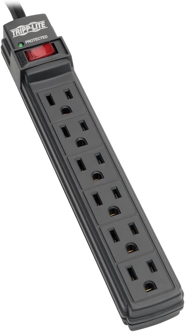 Tripp Lite 6 Outlet Surge Protector Power Strip, 6ft Cord, Black, $10,000 INSURANCE (TLP6B)