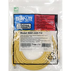 Tripp Lite Cat5e 350MHz Snagless Molded Patch Cable (RJ45 M/M) - Yellow, 10-ft.(N001-010-YW) 10 Feet Yellow