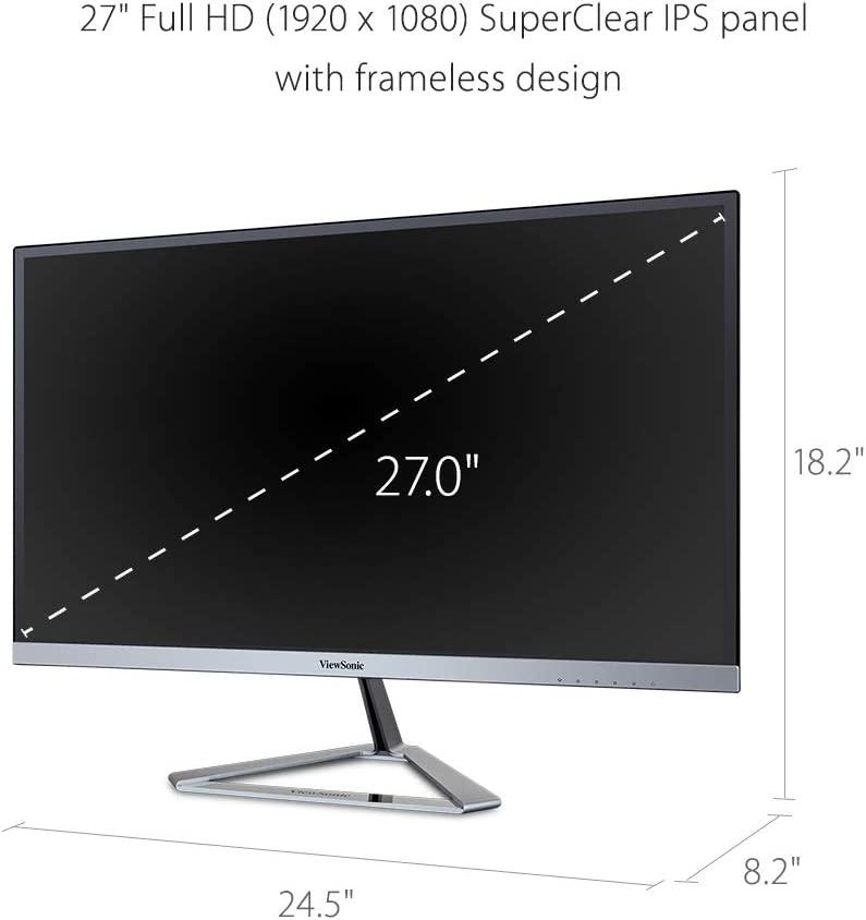 ViewSonic VX2776-SMHD 27 Inch 1080p Widescreen IPS Monitor with Ultra-Thin Bezels, HDMI and DisplayPort 27-Inch 1080p Monitor