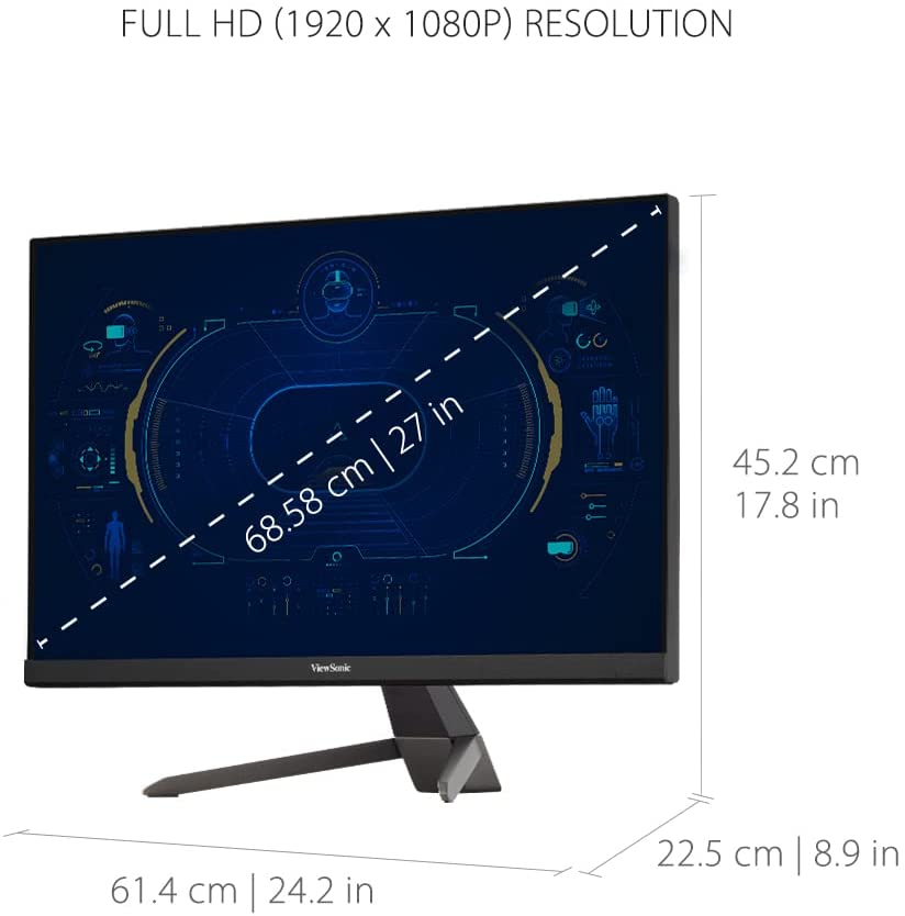 ViewSonic VX2767-MHD 27 Inch 1080p Gaming Monitor with 75Hz, 1ms, Ultra-Thin Bezels, FreeSync, Eye Care, HDMI, VGA, and DP 27-Inch 1ms
