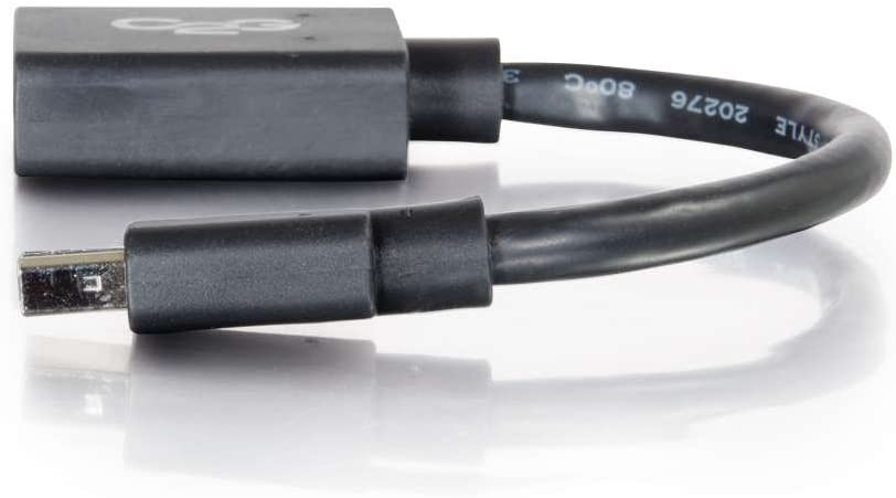 C2g/ cables to go C2G Mini Display Port to Display Port Adapter, Male to Female, Black, 6 inches, Cables to Go 54303 Mini Male to Adapter Female 0.5 Feet Black