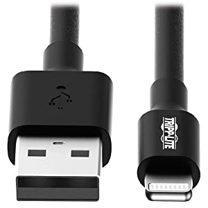 Tripp Lite Apple MFI Certified 6-Feet 2M Lightning to USB Cable Sync Charge iPhone/iPod/iPad - Black (M100-006-BK) Black 6 ft.