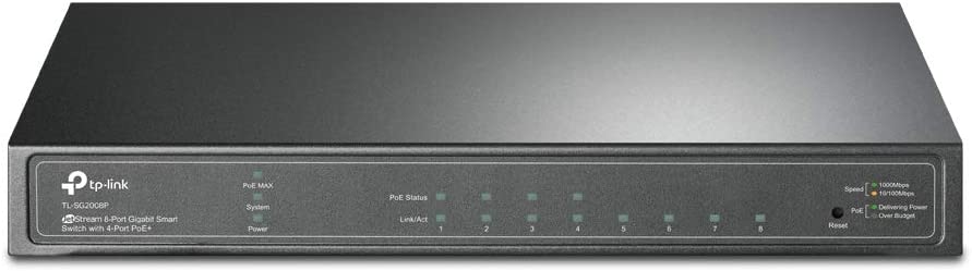 TP-Link TL-SG2008P | Jetstream 8 Port Gigabit Smart Managed PoE Switch | 4 PoE+ Port @62W | Omada SDN Integrated | PoE Recovery | IPv6 | Static Routing | L2/L3/L4 QoS |Limited Lifetime Protection 8 Port w/4 PoE+ Port, 62W