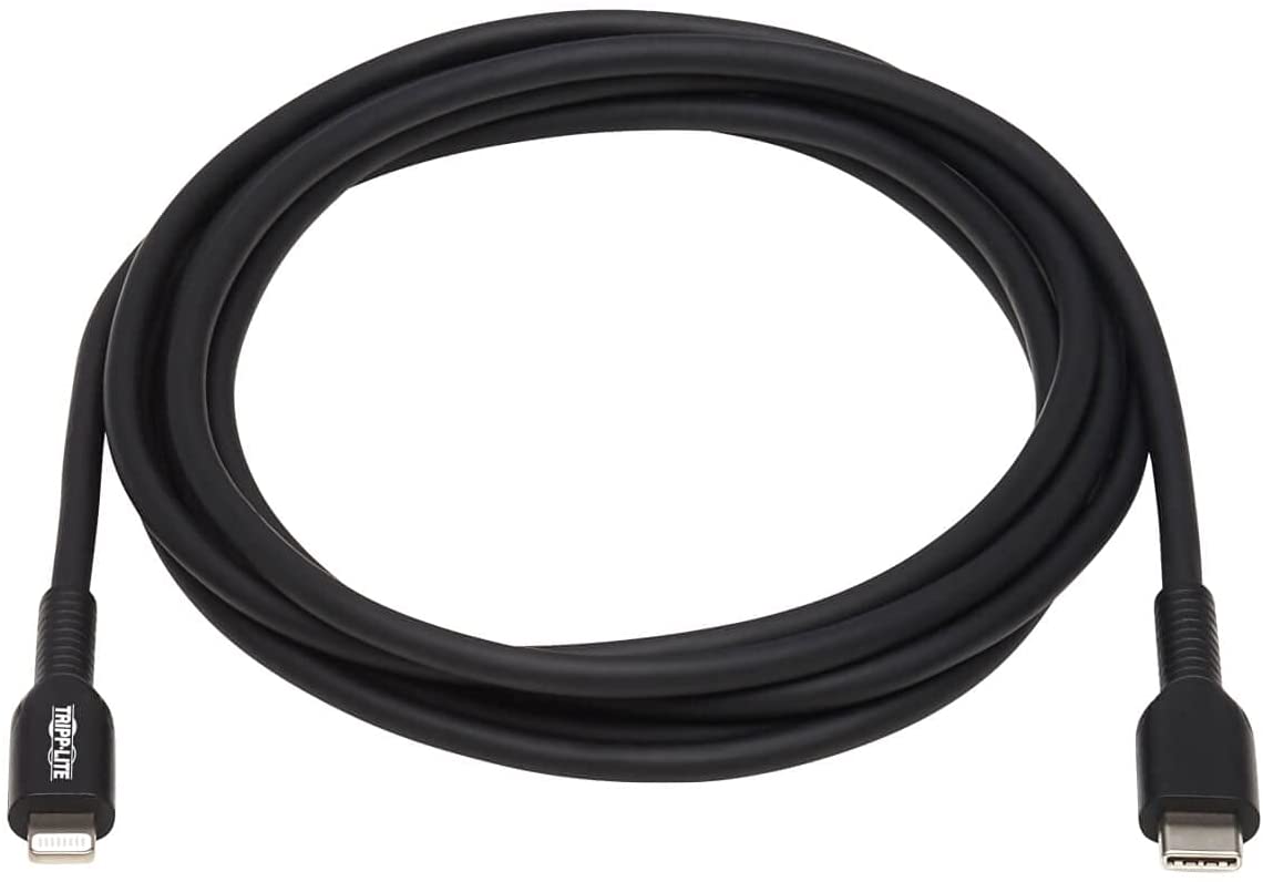 Tripp Lite USB C to Lightning Sync/Charge Cable Black MFI Certified M/M 2M (M102-02M-BK)