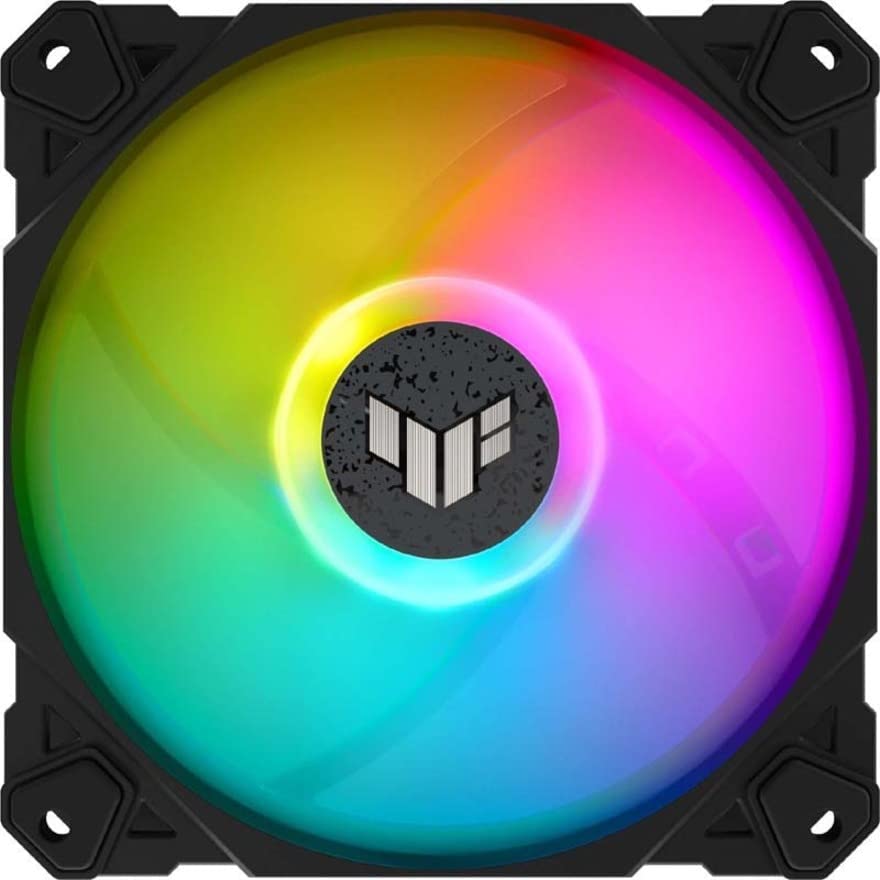 ASUS TUF Gaming TF120 ARGB Chassis Fan 3-Pin Customizable LEDs Blade, Advanced Fluid Dynamic Bearing, 120mm PWM Control, Anti-vibration Pads, Double-layer LED Array for Computer Case & Liquid Radiator