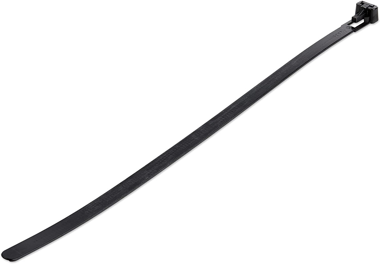 StarTech.com 10"(25cm) Reusable Cable Ties - 1/4"(7mm) wide, 2-1/2"(65mm) Bundle Dia. 50lb(22kg) Tensile Strength, Releasable Nylon Ties, Indoor/Outdoor, 94V-2/UL Listed, 100 Pack - Black(CBMZTRB10BK) Black 10 in | 50 lbs (22kg) Reusable 100