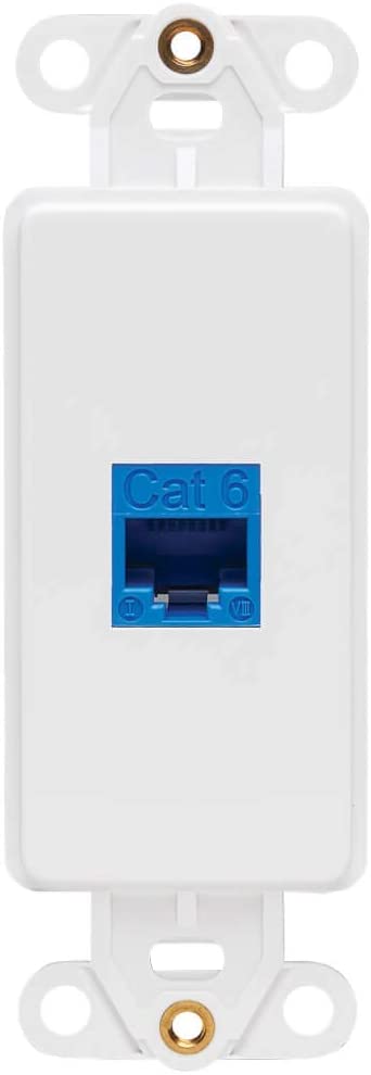 Tripp Lite Decora Wall Plate Insert, Decorative Center Plate, Vertical 1 Port Keystone Jack, White (N042D-001V-WH) 1 Port Center Plate