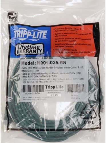 Tripp Lite Cat5e 350MHz Snagless Molded Patch Cable (RJ45 M/M) - Green, 15-ft.(N001-015-GN)
