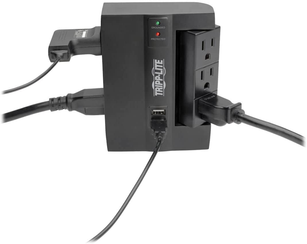 TRIPP LITE 6 Outlet Surge Protector Power Strip, 3 Rotatable Outlets, Wall Tap/Direct Plug in, 1080 Joules, 2 USB Charging Ports, Limited Warranty & $20, 000 Insurance (SWIVEL6USB)