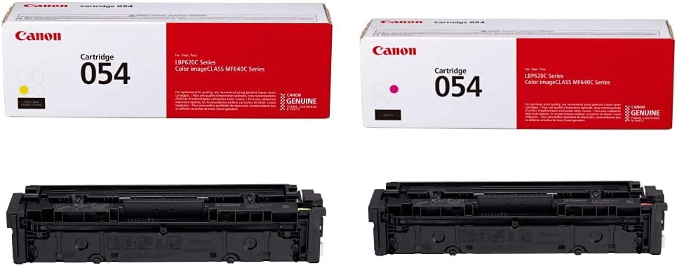 Canon Genuine Toner, Cartridge 054 Yellow (3021C001) 1 Pack & Canon Genuine Toner, Cartridge 054 Magenta (3022C001) 1 Pack, for Canon Color imageCLASS MF641Cdw, MF642Cdw, Laser Printers Yellow Toner + Cartridge Magenta
