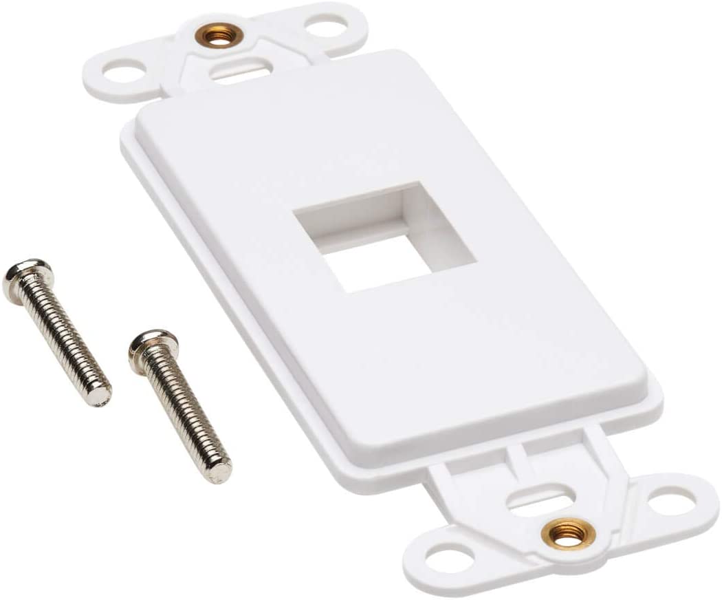 Tripp Lite Decora Wall Plate Insert, Decorative Center Plate, Vertical 1 Port Keystone Jack, White (N042D-001V-WH) 1 Port Center Plate