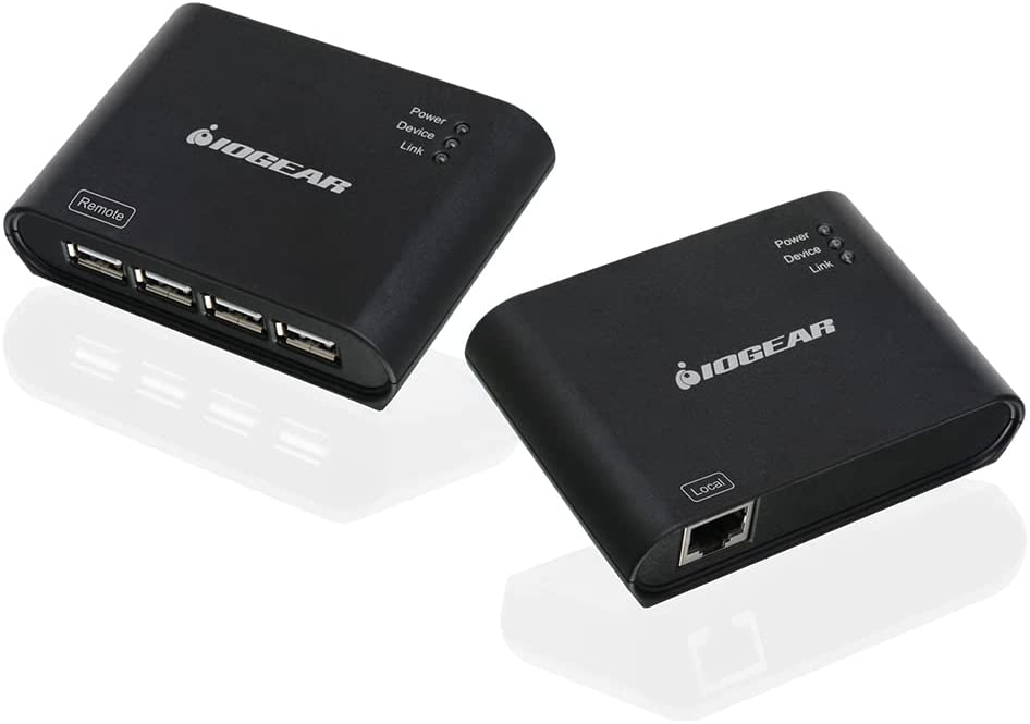 Iogear USB 2.0 4 Port USB Extender - Up To 165Ft - Cat5, Cat5e or Cat6 Ethernet - High Speed (480Mbps) - Plug-n-Play - TAA compliant - Windows - MacOS - GUCE64