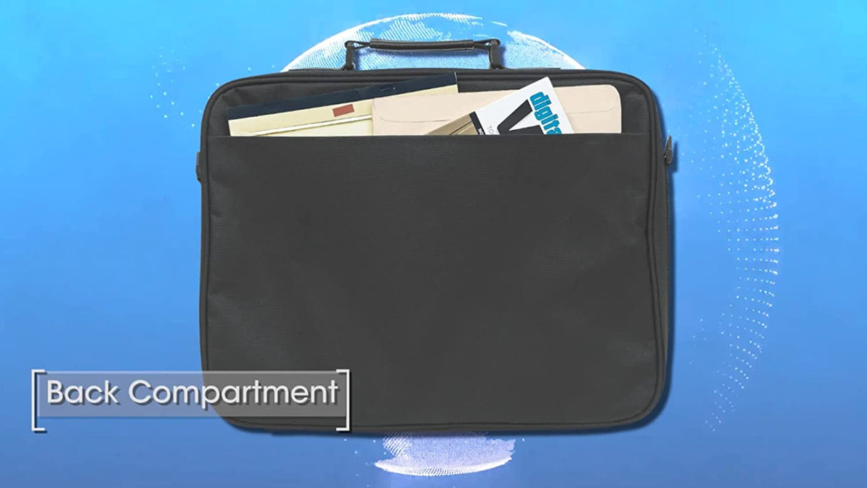 Manhattan 17 Inch Laptop Briefcase Shoulder Bag, Ultra-Lightweight & Padded Compartments, for Carrying Laptop, Notebook, Macbook, Tablet, Black, 3 Yr Mfg Warranty - 421560
