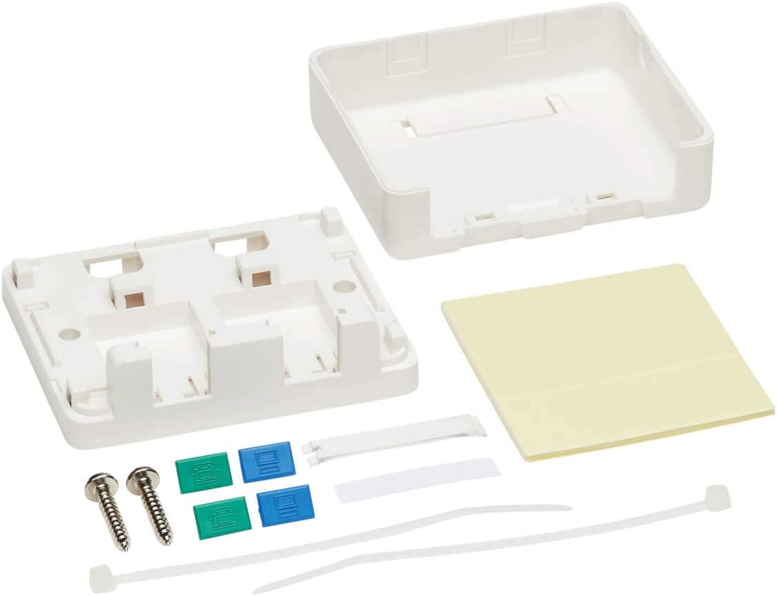 Tripp Lite Keystone Jack Surface Mount Box, 2 Port RJ45 Mount Box, White (N082-002-WH) 2 Ports